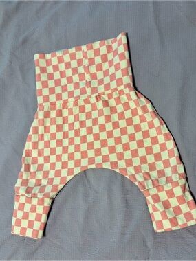 Grow With Me Kids Checkerboard Harem Pants - Pink & Cream